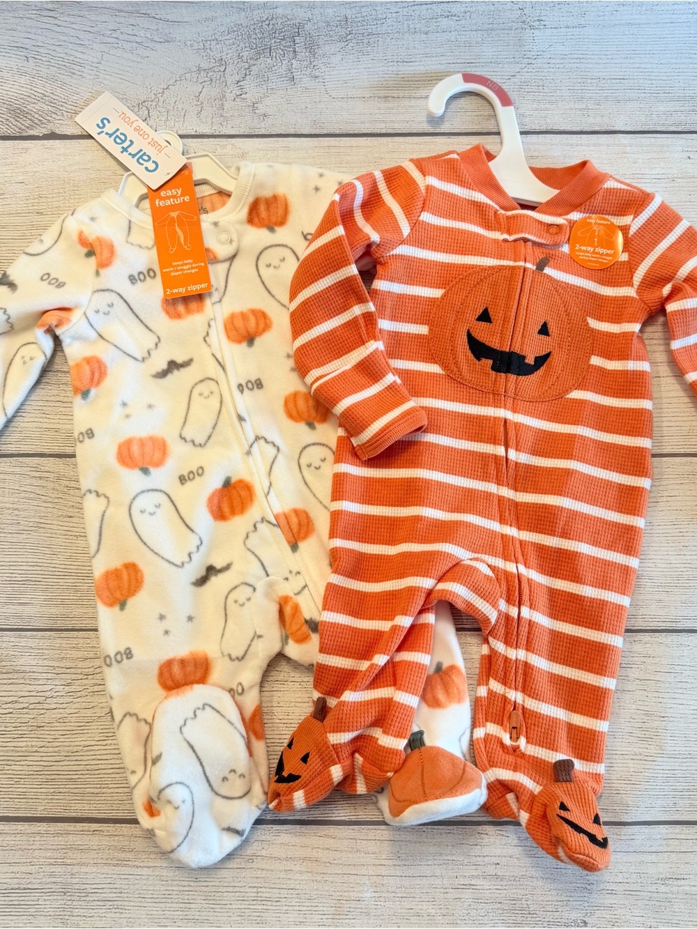 Carter's Orange & Cream Halloween Pumpkin and Ghost Footie Pajama Set